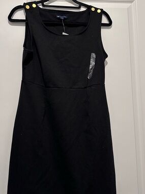 NWT GAP Black Sleeveless Shift Dress with Gold Shoulder Buttons